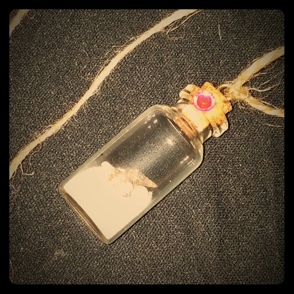 Sea shells in a bottle necklace